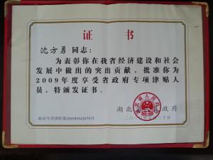 省政府專(zhuān)項津貼